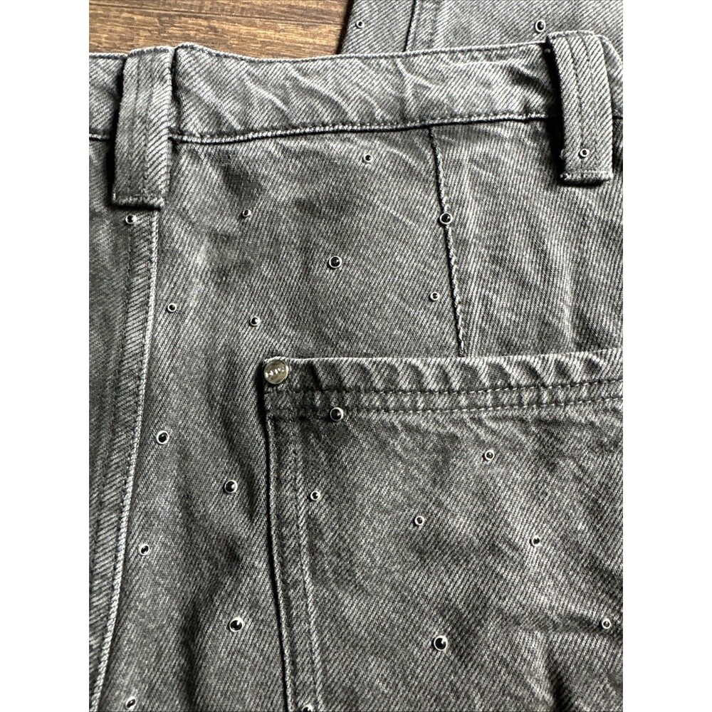 DKNY Jeans Womens Trendy High-Rise Rhinestone Wide-Leg Jeans Washed Noir Gray 25 - Picture 13 of 15